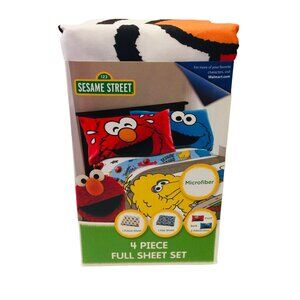 SESAME STREET 4 Piece FULL Sheet Set Microfiber ELMO COOKIE MONSTER BIG BIRD
